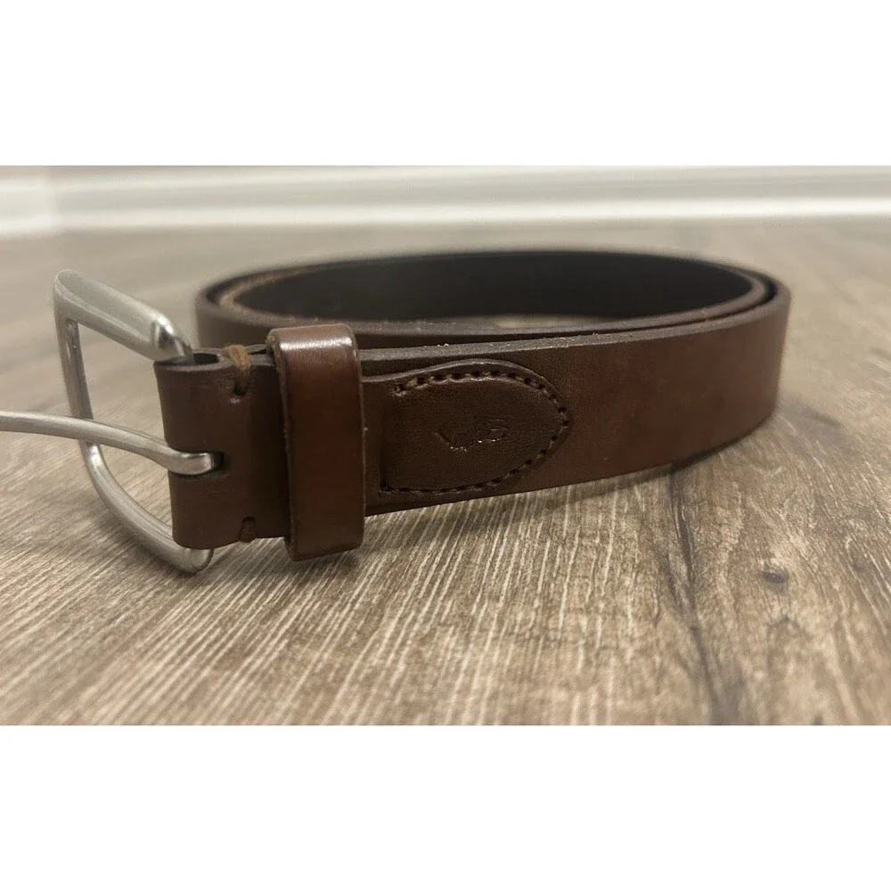 Polo Ralph Lauren Belt Brown Leather Silver Hardware Men's Size 42
